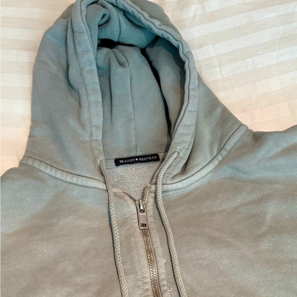 Brandy Melville Sage Green Zip-Up Hoodie